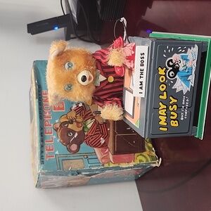 1950's battery operated Telephone Bear, with original box and great condition